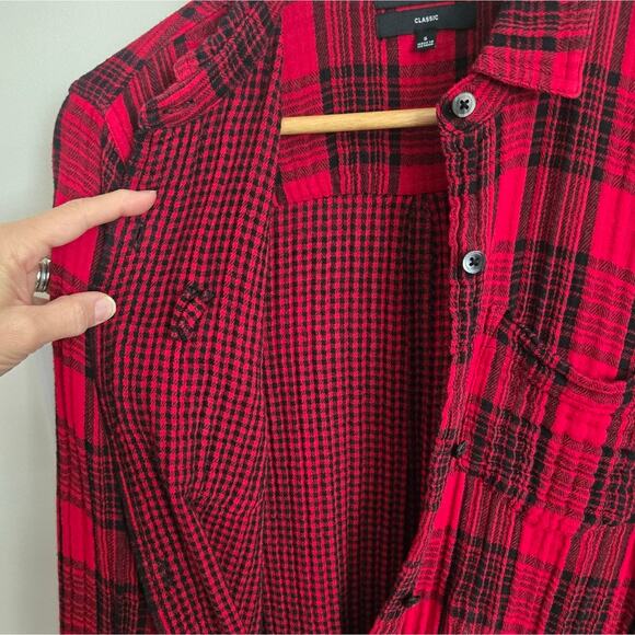 MADEWELL Classi Red & Black Plaid Collared Button Front Longsleeve Shirt Size S - Picture 7 of 8